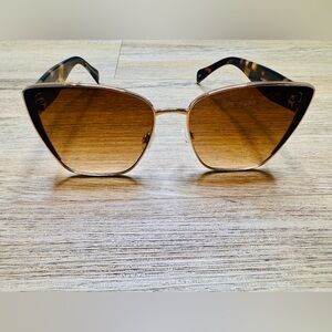Gold and Brown Gradient Sunglasses with Metallic Frames